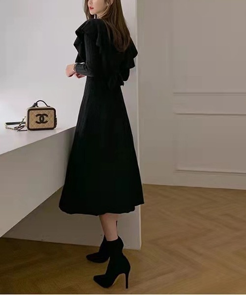 Passion(パッション)の「フレアリブワンピース(ワンピース・レディース・モカ/ブラック・FREE)」の2枚目の写真