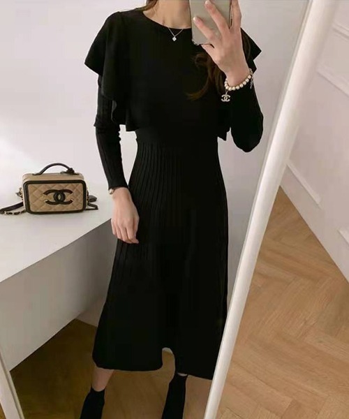 Passion(パッション)の「フレアリブワンピース(ワンピース・レディース・モカ/ブラック・FREE)」の8枚目の写真