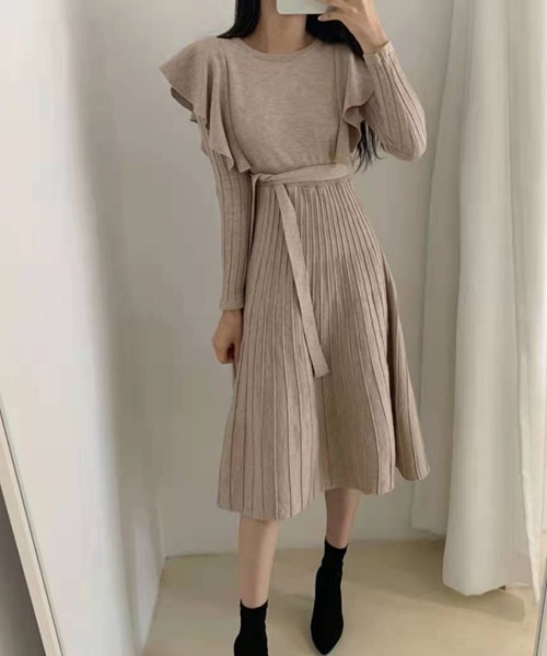 Passion(パッション)の「フレアリブワンピース(ワンピース・レディース・モカ/ブラック・FREE)」の9枚目の写真