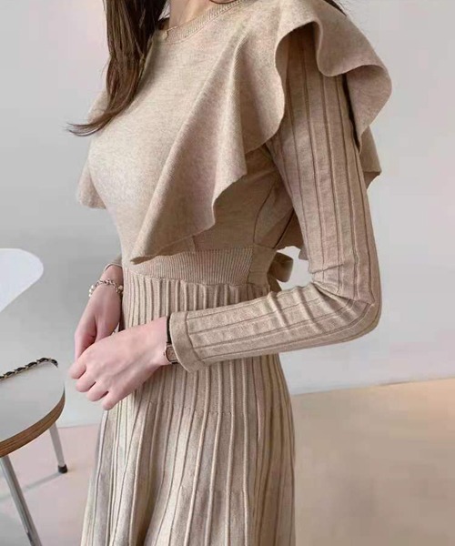 Passion(パッション)の「フレアリブワンピース(ワンピース・レディース・モカ/ブラック・FREE)」の10枚目の写真