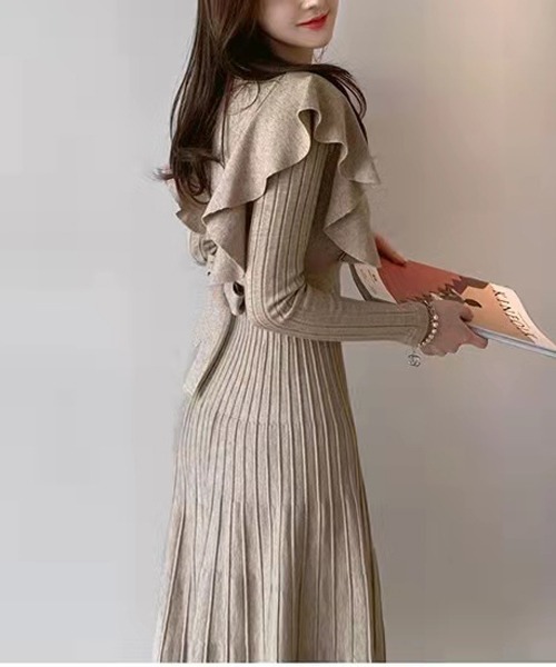 Passion(パッション)の「フレアリブワンピース(ワンピース・レディース・モカ/ブラック・FREE)」の6枚目の写真