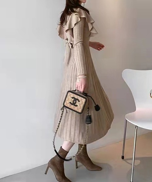 Passion(パッション)の「フレアリブワンピース(ワンピース・レディース・モカ/ブラック・FREE)」の7枚目の写真