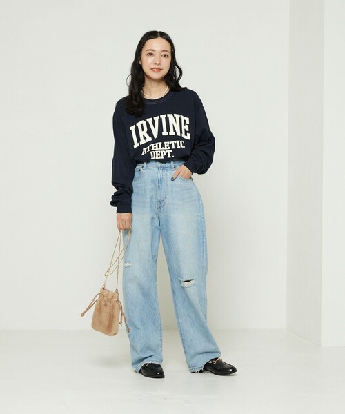 FREAK'S STORE（フリークスストア）の「ダメージハイウエストデニム（デニムパンツ・レディース・ブラック/サックスブルー・MEDIUM/X-SMALL/SMALL）」の5枚目の写真