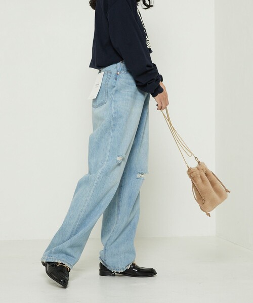 FREAK'S STORE（フリークスストア）の「ダメージハイウエストデニム（デニムパンツ・レディース・ブラック/サックスブルー・MEDIUM/X-SMALL/SMALL）」の10枚目の写真