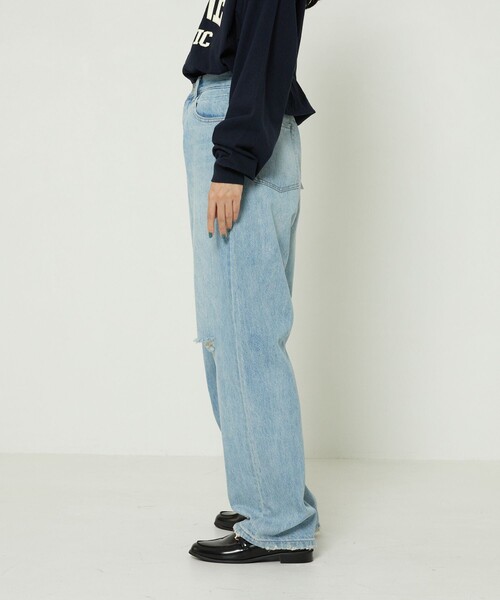 FREAK'S STORE（フリークスストア）の「ダメージハイウエストデニム（デニムパンツ・レディース・ブラック/サックスブルー・MEDIUM/X-SMALL/SMALL）」の12枚目の写真