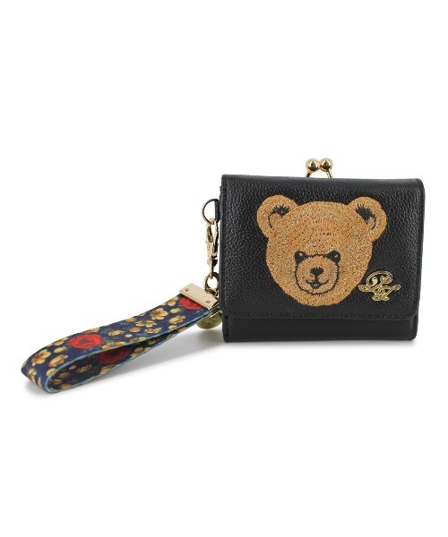 PAUL & JOE ACCESSOIRES（ポールアンドジョーアクセソワ）の「PAUL & JOE ACCESSOIRES (ポール＆ジョーアクセソワ) 口金ミニ財布 クマ刺繍 ポールアンドジョー PJA-W463（財布・レディース・ブラック/ピンク・FREE）」の6枚目の写真