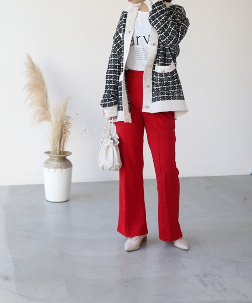 frames RAY CASSIN（フレームスレイカズン）の「【WEB限定】センタープレスブーツカットパンツ（スラックス・レディース・ベージュ/パープル/レッド/グリーン・FREE）」の4枚目の写真