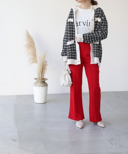 frames RAY CASSIN（フレームスレイカズン）の「【WEB限定】センタープレスブーツカットパンツ（スラックス・レディース・ベージュ/パープル/レッド/グリーン・FREE）」の6枚目の写真