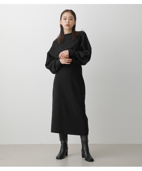 AZUL BY MOUSSY(アズールバイマウジー)の「BOTTLE NECK BLOUSING OP/ボトルネックブラウジングワンピ(ワンピース)」|ブラック