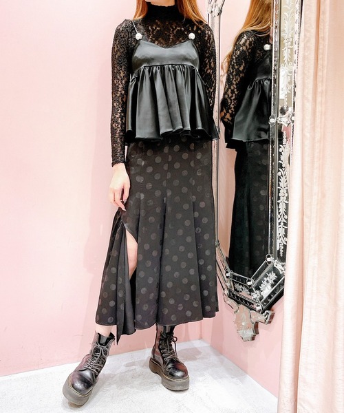 lilLilly(リルリリー)の「ドットサテンスリットスカート(スカート・レディース・ブルー/ピンク/ブラック・FREE)」の10枚目の写真