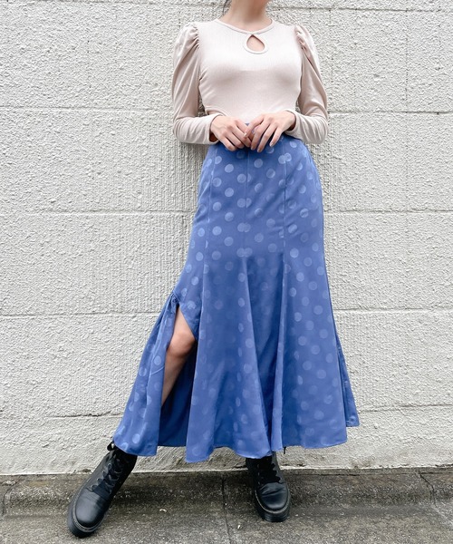 lilLilly(リルリリー)の「ドットサテンスリットスカート(スカート・レディース・ブルー/ピンク/ブラック・FREE)」の18枚目の写真