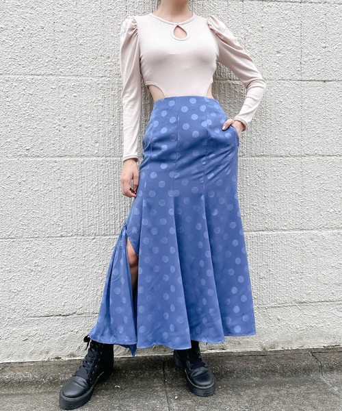 lilLilly(リルリリー)の「ドットサテンスリットスカート(スカート・レディース・ブルー/ピンク/ブラック・FREE)」の20枚目の写真