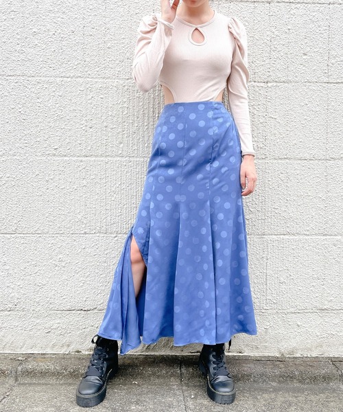 lilLilly(リルリリー)の「ドットサテンスリットスカート(スカート・レディース・ブルー/ピンク/ブラック・FREE)」の21枚目の写真
