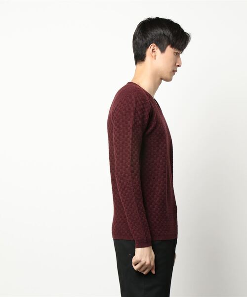 HIDEAWAYS NICOLE（ハイダウェイニコル）の「リンクス バスケット Vネック ニット（ニット/セーター・メンズ・ブラック/ネイビー/オフホワイト/ボルドー・MEDIUM/LARGE/X-LARGE）」の5枚目の写真