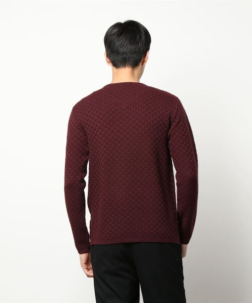 HIDEAWAYS NICOLE（ハイダウェイニコル）の「リンクス バスケット Vネック ニット（ニット/セーター・メンズ・ブラック/ネイビー/オフホワイト/ボルドー・MEDIUM/LARGE/X-LARGE）」の6枚目の写真