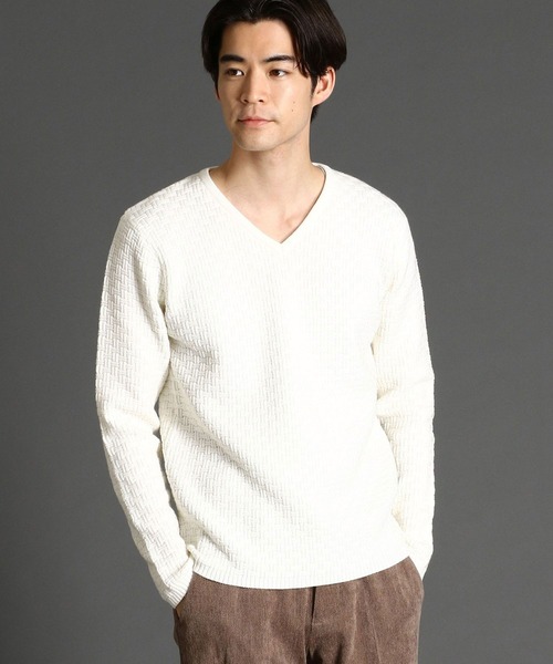 HIDEAWAYS NICOLE（ハイダウェイニコル）の「リンクス バスケット Vネック ニット（ニット/セーター・メンズ・ブラック/ネイビー/オフホワイト/ボルドー・MEDIUM/LARGE/X-LARGE）」の2枚目の写真
