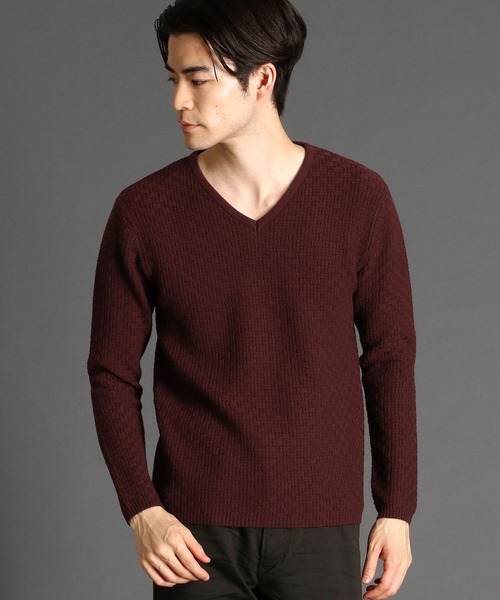 HIDEAWAYS NICOLE（ハイダウェイニコル）の「リンクス バスケット Vネック ニット（ニット/セーター・メンズ・ブラック/ネイビー/オフホワイト/ボルドー・MEDIUM/LARGE/X-LARGE）」の4枚目の写真
