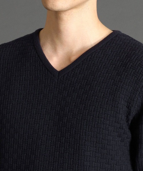 HIDEAWAYS NICOLE（ハイダウェイニコル）の「リンクス バスケット Vネック ニット（ニット/セーター・メンズ・ブラック/ネイビー/オフホワイト/ボルドー・MEDIUM/LARGE/X-LARGE）」の10枚目の写真