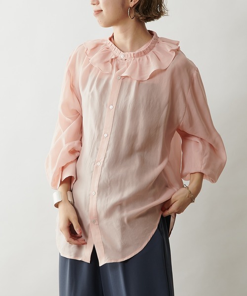 Omekashi（オメカシ）の「フリル襟付きシャツ（シャツ/ブラウス・レディース・ブラック/オフホワイト/ピンク・FREE）」の15枚目の写真