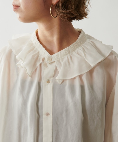 Omekashi（オメカシ）の「フリル襟付きシャツ（シャツ/ブラウス・レディース・ブラック/オフホワイト/ピンク・FREE）」の13枚目の写真