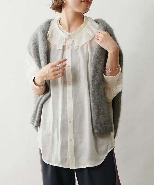 Omekashi（オメカシ）の「フリル襟付きシャツ（シャツ/ブラウス・レディース・ブラック/オフホワイト/ピンク・FREE）」の19枚目の写真