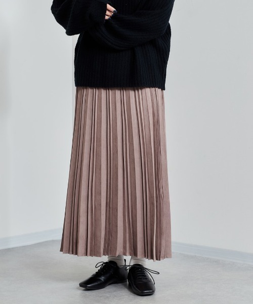 cepo（セポ）の「フェイクスウェードプリーツスカート（スカート・レディース・グレー/ピンク/ブルー・M）」の3枚目の写真