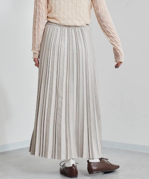 cepo（セポ）の「フェイクスウェードプリーツスカート（スカート・レディース・グレー/ピンク/ブルー・M）」の5枚目の写真