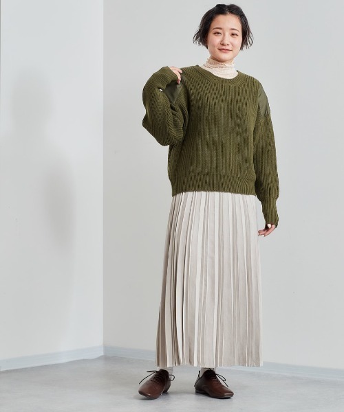 cepo（セポ）の「フェイクスウェードプリーツスカート（スカート・レディース・グレー/ピンク/ブルー・M）」の7枚目の写真