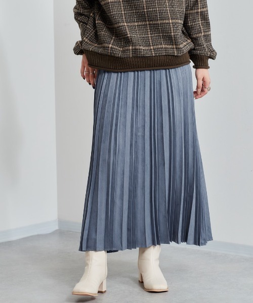 cepo（セポ）の「フェイクスウェードプリーツスカート（スカート・レディース・グレー/ピンク/ブルー・M）」の9枚目の写真