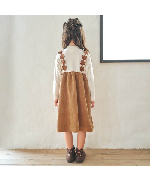apres les cours（アプレレクール）の「お花モチーフドッキングワンピース（ワンピース・キッズ・キャメル/アイボリー/ピンク・80/130/90/140/120/110/100）」の8枚目の写真