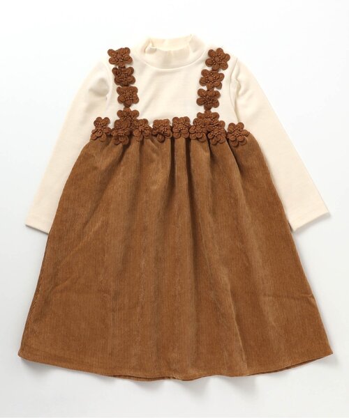 apres les cours（アプレレクール）の「お花モチーフドッキングワンピース（ワンピース・キッズ・キャメル/アイボリー/ピンク・80/130/90/140/120/110/100）」の6枚目の写真