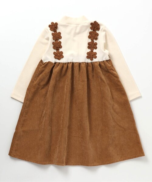 apres les cours（アプレレクール）の「お花モチーフドッキングワンピース（ワンピース・キッズ・キャメル/アイボリー/ピンク・80/130/90/140/120/110/100）」の4枚目の写真