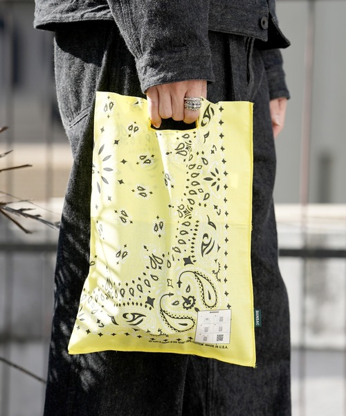 HAV-A-HANK（ハバハンク ）の「BANSAC バンサック HAV-A-HANK ハバハンク バンダナ エコバッグ ソリッド&ネオンカラー（エコバッグ/サブバッグ・メンズ・ホワイト/ブラック/グリーン/ネイビー/イエロー/レッド/オレンジ/ミント/イエロー系/ピンク/ライトオレンジ系/ターコイズブルー/プラム/ダークグリーン・FREE）」の10枚目の写真