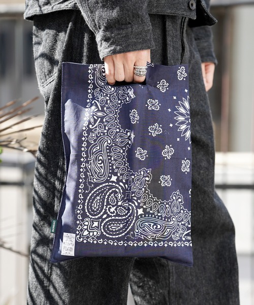 HAV-A-HANK（ハバハンク ）の「BANSAC バンサック HAV-A-HANK ハバハンク バンダナ エコバッグ ソリッド&ネオンカラー（エコバッグ/サブバッグ・メンズ・ホワイト/ブラック/グリーン/ネイビー/イエロー/レッド/オレンジ/ミント/イエロー系/ピンク/ライトオレンジ系/ターコイズブルー/プラム/ダークグリーン・FREE）」の6枚目の写真