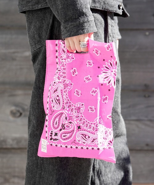 HAV-A-HANK（ハバハンク ）の「BANSAC バンサック HAV-A-HANK ハバハンク バンダナ エコバッグ ソリッド&ネオンカラー（エコバッグ/サブバッグ・メンズ・ホワイト/ブラック/グリーン/ネイビー/イエロー/レッド/オレンジ/ミント/イエロー系/ピンク/ライトオレンジ系/ターコイズブルー/プラム/ダークグリーン・FREE）」の11枚目の写真