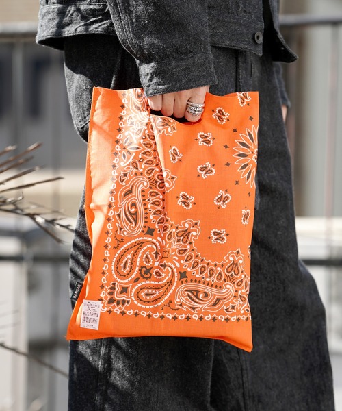 HAV-A-HANK（ハバハンク ）の「BANSAC バンサック HAV-A-HANK ハバハンク バンダナ エコバッグ ソリッド&ネオンカラー（エコバッグ/サブバッグ・メンズ・ホワイト/ブラック/グリーン/ネイビー/イエロー/レッド/オレンジ/ミント/イエロー系/ピンク/ライトオレンジ系/ターコイズブルー/プラム/ダークグリーン・FREE）」の13枚目の写真