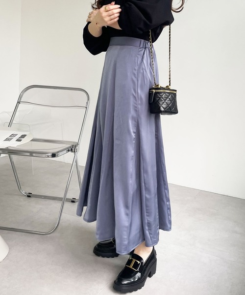 GeeRA（ジーラ）の「マチ付フレアーロングスカート（スカート・レディース・ブルー/ベージュ/グリーン・LARGE/MEDIUM/X-LARGE）」の14枚目の写真