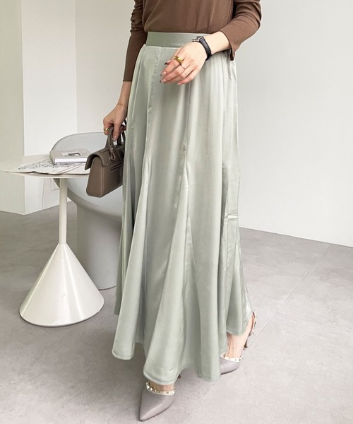 GeeRA（ジーラ）の「マチ付フレアーロングスカート（スカート・レディース・ブルー/ベージュ/グリーン・LARGE/MEDIUM/X-LARGE）」の9枚目の写真