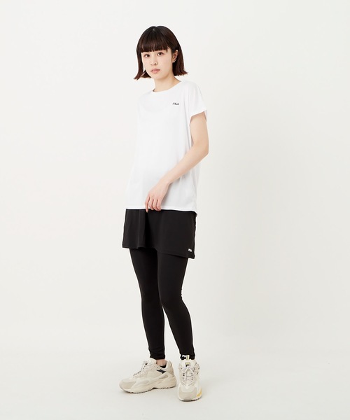 FILA(フィラ)の「【FILA:フィラ】レディースTシャツ+スカート付+レギンス3点セット(Tシャツ/カットソー・レディース・ホワイト/ブラック/ラベンダー・MEDIUM/LARGE/X-LARGE)」の4枚目の写真