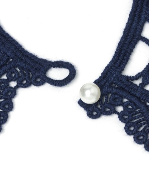 studio CLIP（スタディオクリップ）の「ナチュラルかぎ編み付け襟（付け襟・レディース・ホワイト/ネイビー・FREE）」の9枚目の写真