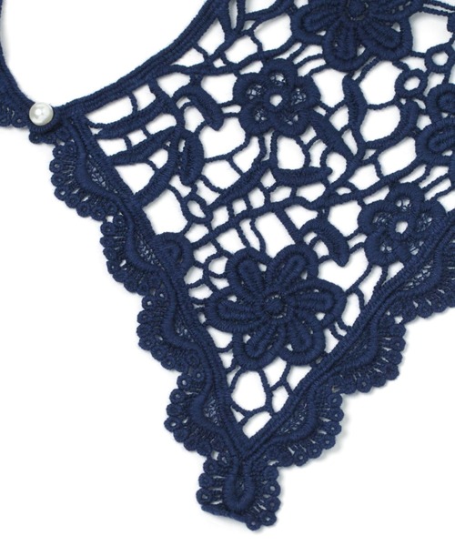 studio CLIP（スタディオクリップ）の「ナチュラルかぎ編み付け襟（付け襟・レディース・ホワイト/ネイビー・FREE）」の3枚目の写真