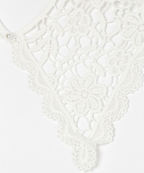 studio CLIP（スタディオクリップ）の「ナチュラルかぎ編み付け襟（付け襟・レディース・ホワイト/ネイビー・FREE）」の4枚目の写真