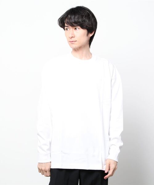ATON（エイトン）の「ATON（エイトン）SUPIMA AIR 12/- | OVERSIZED LONGSLEEVE T-SHIRT（Tシャツ/カットソー・メンズ・ホワイト/ブラック・6/4）」の2枚目の写真