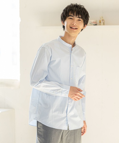 GLOBAL WORK（グローバルワーク）の「ストレッチブロードバンドシャツ/255733（シャツ/ブラウス・メンズ・その他/ホワイト/ライトベージュ/スカイブルー/ブルー/グレー・LARGE/X-LARGE/MEDIUM/SMALL）」の5枚目の写真