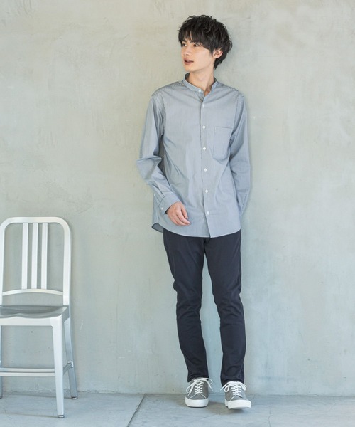 GLOBAL WORK（グローバルワーク）の「ストレッチブロードバンドシャツ/255733（シャツ/ブラウス・メンズ・その他/ホワイト/ライトベージュ/スカイブルー/ブルー/グレー・LARGE/X-LARGE/MEDIUM/SMALL）」の9枚目の写真