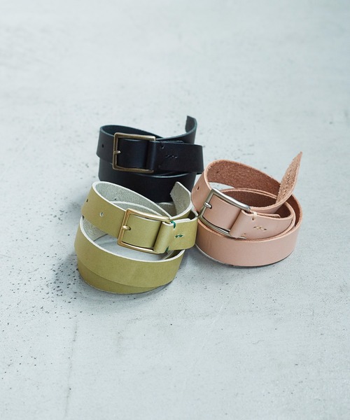 bulle de savon（ビュルデサボン）の「stitch leather belt（ベルト・レディース・ナチュラル/ブラック/ライトグリーン・FREE）」の3枚目の写真