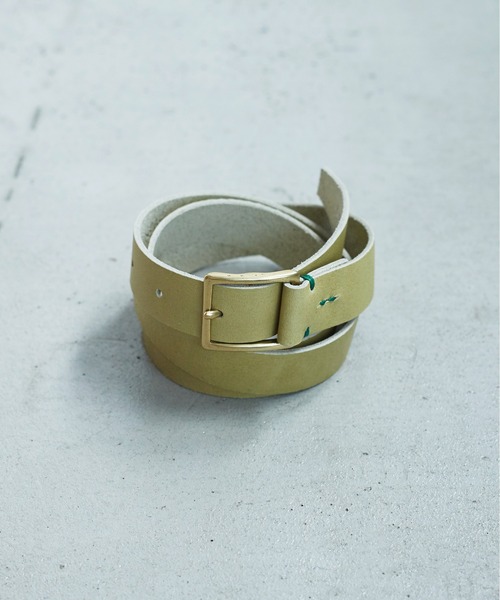 bulle de savon（ビュルデサボン）の「stitch leather belt（ベルト・レディース・ナチュラル/ブラック/ライトグリーン・FREE）」の6枚目の写真