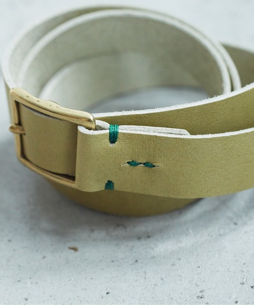 bulle de savon（ビュルデサボン）の「stitch leather belt（ベルト・レディース・ナチュラル/ブラック/ライトグリーン・FREE）」の8枚目の写真