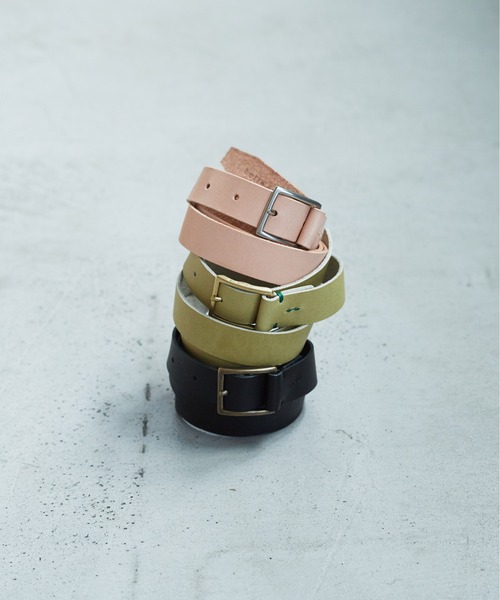 bulle de savon（ビュルデサボン）の「stitch leather belt（ベルト・レディース・ナチュラル/ブラック/ライトグリーン・FREE）」の4枚目の写真
