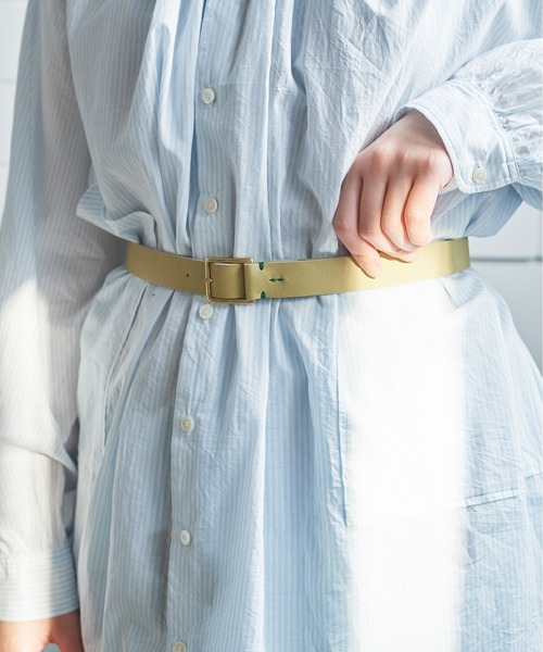 bulle de savon（ビュルデサボン）の「stitch leather belt（ベルト・レディース・ナチュラル/ブラック/ライトグリーン・FREE）」の12枚目の写真